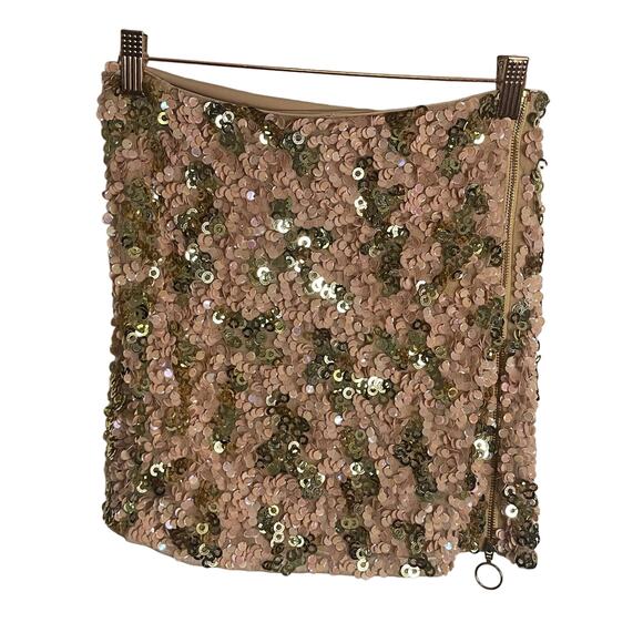 Revolve Sample Pencil Bling Party Sequin Mini Skirt Pink and Gold Size Small - Picture 1 of 5
